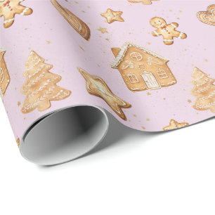 Lebkuchen-Weihnachtskekse Blassrosa Geschenkpapier