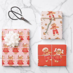 Lebkuchen Weihnachtskekse Junge und Mädchen Geschenkpapier Set