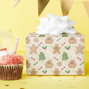 Lebkuchen-Weihnachtsmuster-Wrap-Papierrolle Geschenkpapier