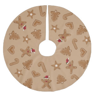 Lebkuchen-Weihnachtsplätzchen-Formen auf Braun Polyester Weihnachtsbaumdecke