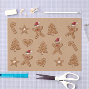 Lebkuchen-Weihnachtsplätzchen-Formen auf Braun Seidenpapier