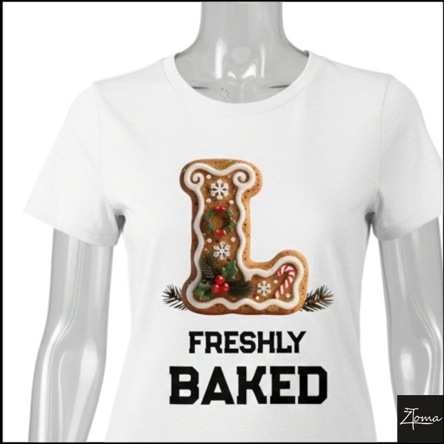 Lebkuchen-Weihnachtsplätzchen Initiale L Tri-Blend Shirt (Von Creator hochgeladen)