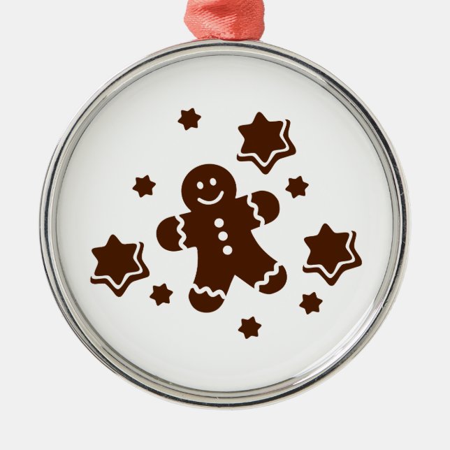 Lebkuchen Weihnachtsplätzchen Silbernes Ornament (Vorne)