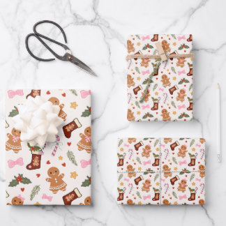 Lebkuchen-Weihnachtsverpackungspapierbögen Geschenkpapier Set