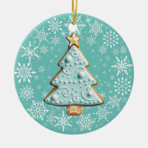 Lebkuchen, weiße Weihnachtsbaumverzierung Keramik Ornament