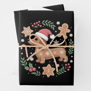 Lebkuchen Wiener Hund Liebhaber Dachshund Weihnach Geschenkpapier Set