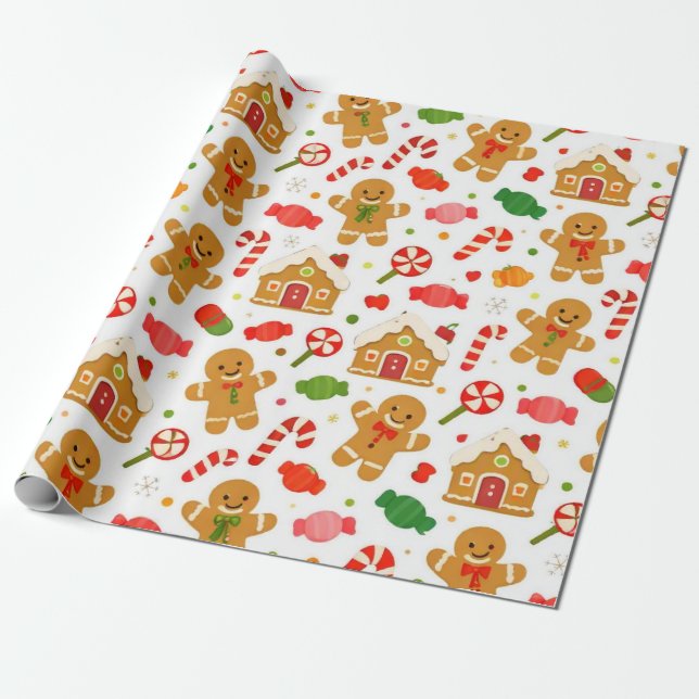 Lebkuchen & Zuckerstange Geschenkpapier (Ungerollt)