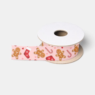 Lebkuchen-Zuckerstange-Strümpfe Rosa Weihnachten Satinband