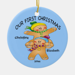 Lebkuchen-Zwillinge Baby's erstes Weihnachtsbaum-O Keramikornament