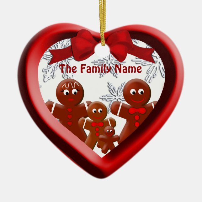 Lebkuchenfamilie von Vier-Schneekornamenten Keramikornament (Vorne)