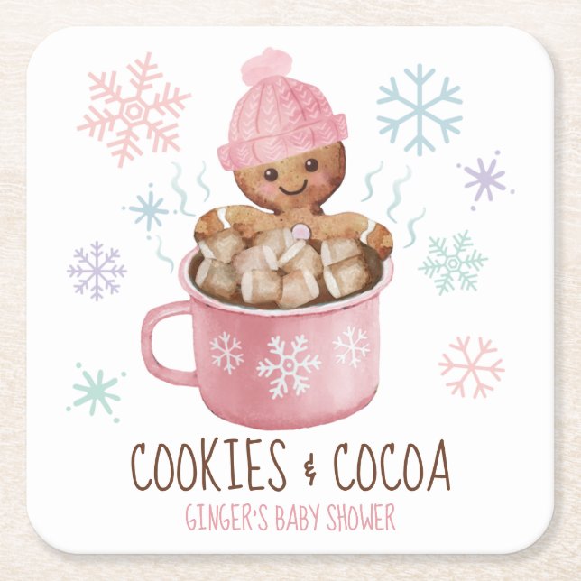 Lebkuchengebäck & Cocoa Girl Babydusche Rechteckiger Pappuntersetzer (Vorderseite)
