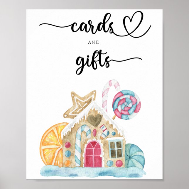 Lebkuchenhaus - Karten und Geschenke Babydusche Poster (Vorne)