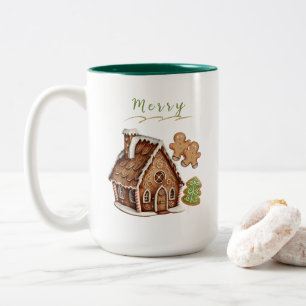 Lebkuchenhaus, Kekse Personalisiert Weihnachten Zweifarbige Tasse