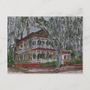 Lebkuchenhaus Savannah Georgia Kunstmalerei Postkarte