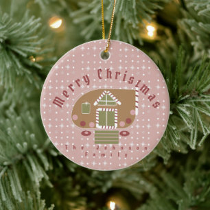 Lebkuchenhäuschen-Camper-Familienname Keramik Ornament