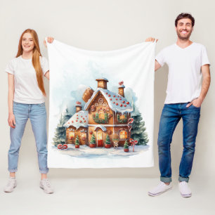 Lebkuchenhäuschen-Flanelldecke Fleecedecke