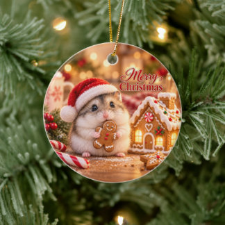 Lebkuchenhäuschen Hamster Weihnachtsbaumschmuck Keramik Ornament