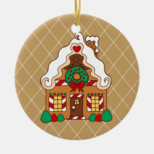 Lebkuchenhäuschen-Ornament Keramik Ornament (Vorne)