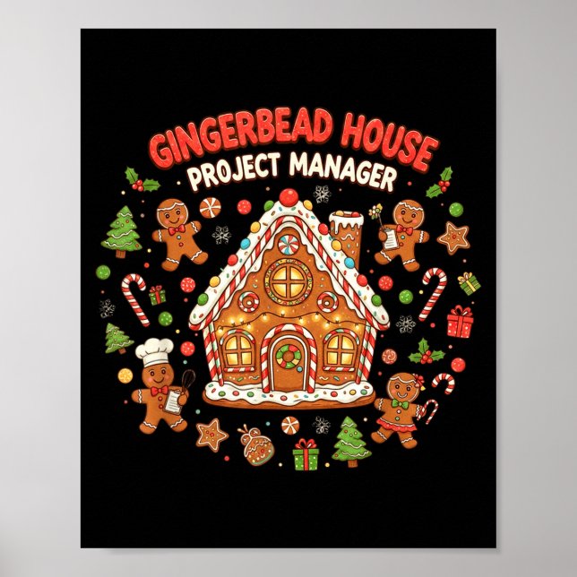 Lebkuchenhäuschen-Projektmanager Kekse-Backen Fu Poster (Vorne)