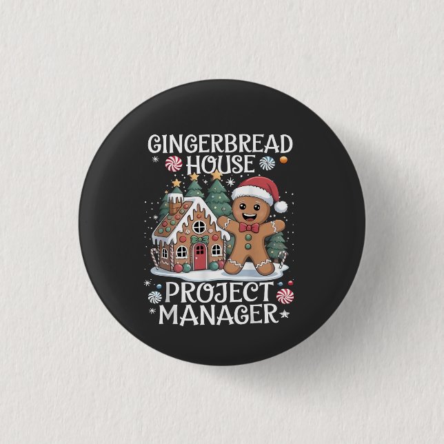 Lebkuchenhäuschen-Projektmanager Lustiges Weihnach Button (Vorderseite)