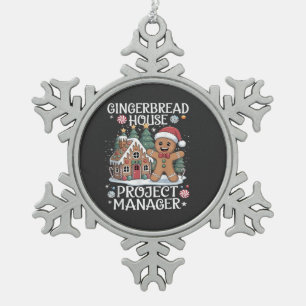 Lebkuchenhäuschen-Projektmanager Lustiges Weihnach Schneeflocken Zinn-Ornament