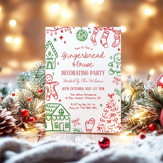 Lebkuchenhäuschen-Weihnachtsfeier Dekorieren Einladung (Von Creator hochgeladen)