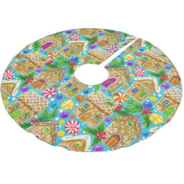 Lebkuchenhäuser Weihnachtsmuster Polyester Weihnachtsbaumdecke