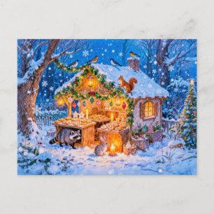 Lebkuchenhütte im Schnee Postkarte