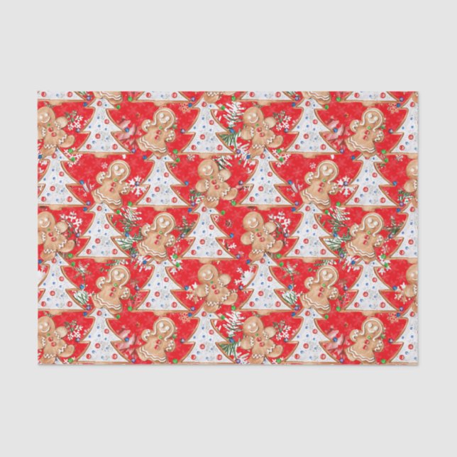 Lebkuchenjunge, Mädchenhausbaum auf rot Seidenpapier (Vorderseite)