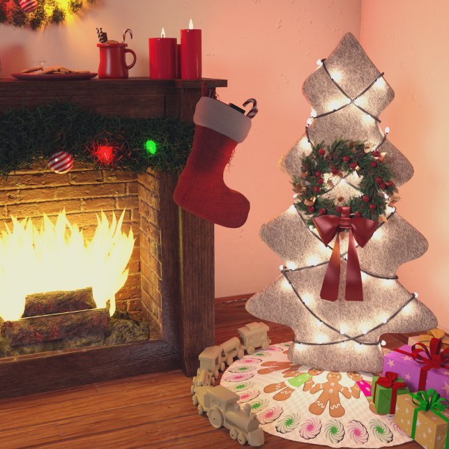 Lebkuchenjunge und Mädchen Polyester Weihnachtsbaumdecke (Von Creator hochgeladen)