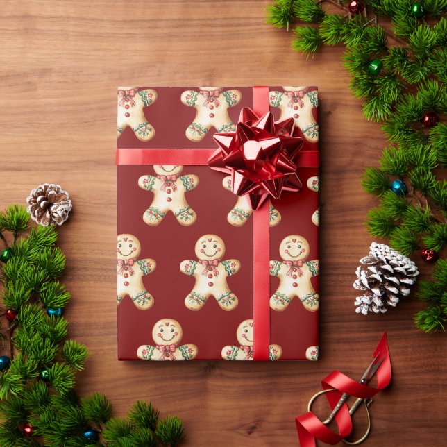 Lebkuchenjunge Vintage-Rot-Geschenk  Geschenkpapier (Feiertagsgeschenk)