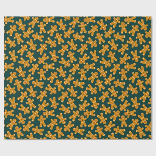 Lebkuchenkoch auf Grün Geschenkpapier (Flach)