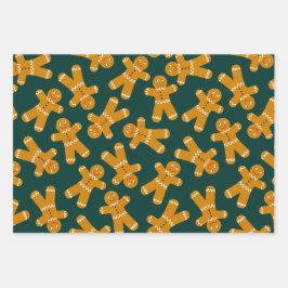 Lebkuchenkoch auf Grün Geschenkpapier Set