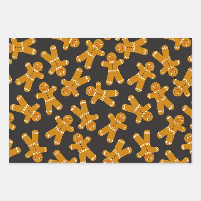 Lebkuchenkoch auf schwarz geschenkpapier set (Vorderseite)