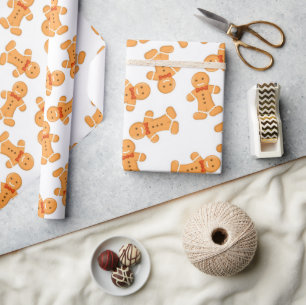 Lebkuchenmann auf Weiß Geschenkpapier