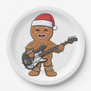 Lebkuchenmann E-Gitarre Rock Lustiger Urlaub Pappteller