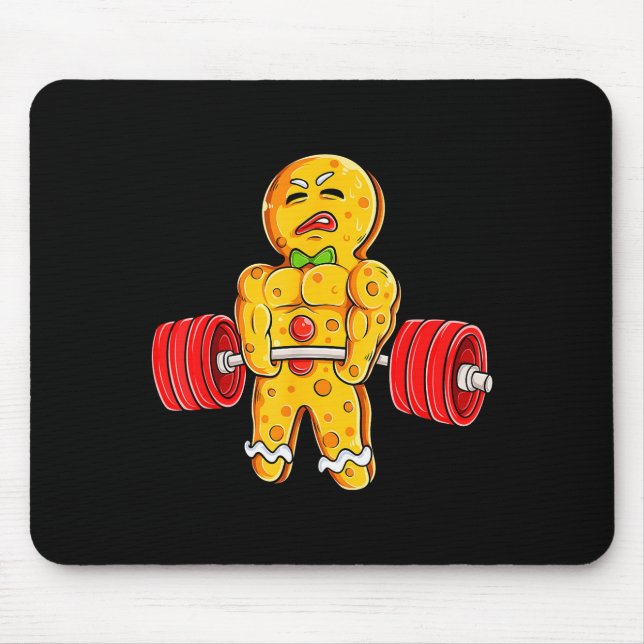 Lebkuchenmann Fitnessstudio Bodybuilding Gewichthe Mousepad (Vorne)