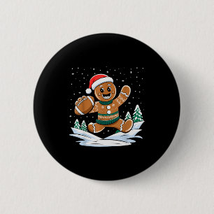 Lebkuchenmann-Fußball-hässliche Weihnachtspyjamas Button