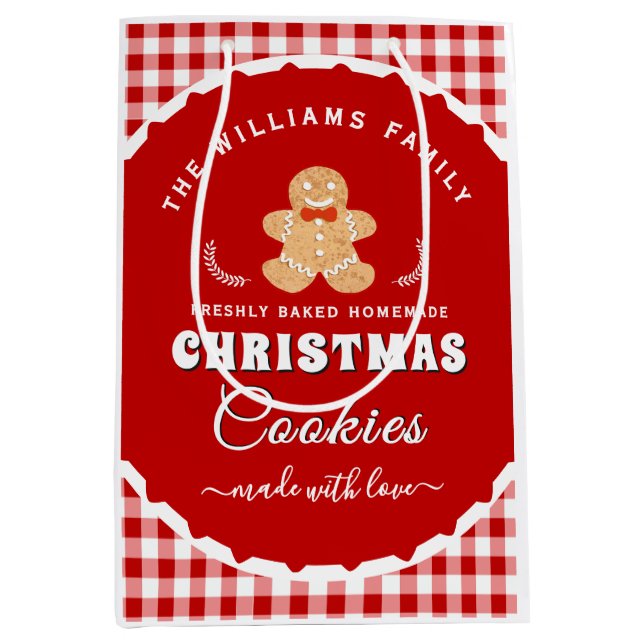 Lebkuchenmann Gingham Weihnachtspackung Mittlere Geschenktüte (Vorderseite)