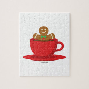 Lebkuchenmann in heißer Schokolade-Rot-Cup Puzzle