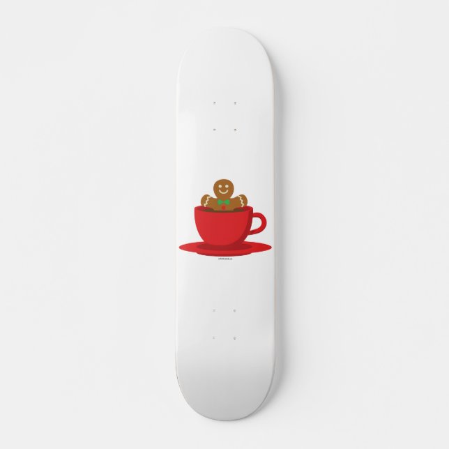 Lebkuchenmann in heißer Schokolade-Rot-Cup Skateboard (Vorne)