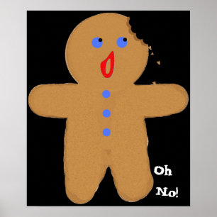 Lebkuchenmann mit beißendem Halloween-Kreuz, Oh ne Poster