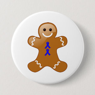 Lebkuchenmann mit Blauer Aufklärungszwiebeln Button