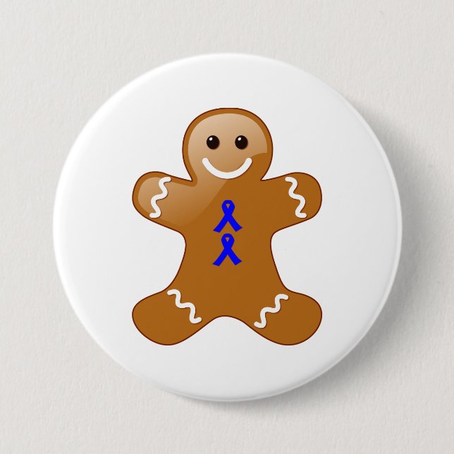 Lebkuchenmann mit Blauer Aufklärungszwiebeln Button (Vorderseite)