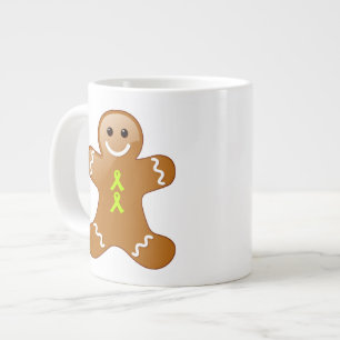 Lebkuchenmann mit Kalkgrün-Bewusstseinsribbons Jumbo-Tasse
