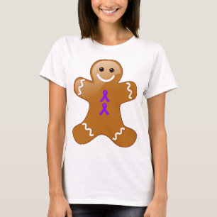Lebkuchenmann mit violettem Ribbons T-Shirt