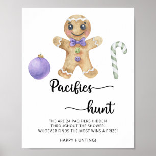 Lebkuchenmann - Schnuller Jagd Baby Shower Spiel Poster