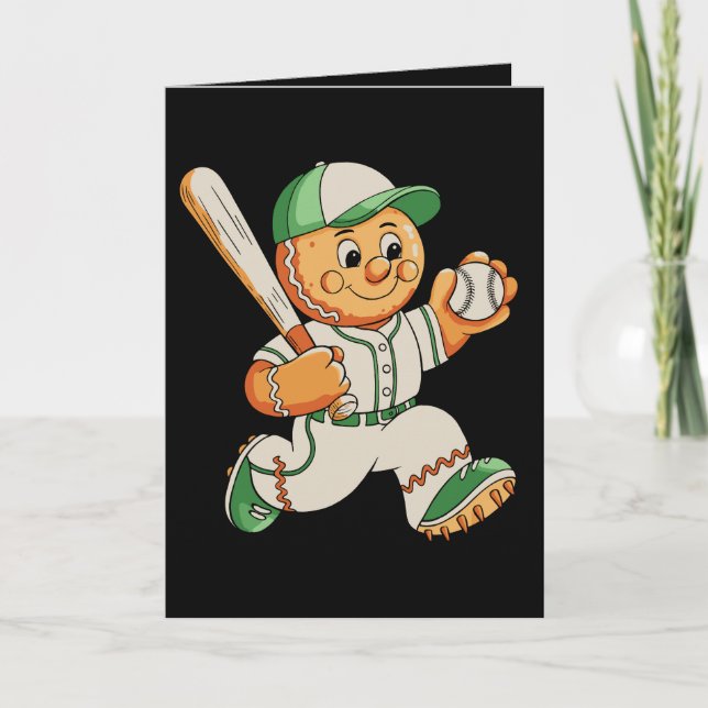 Lebkuchenmann spielt Baseball Weihnachten Xmas (Vorderseite)