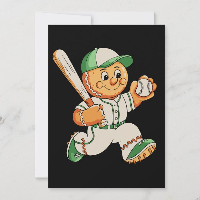 Lebkuchenmann spielt Baseball Weihnachten Xmas (Vorderseite)