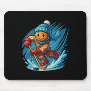 Lebkuchenmann spielt Hockey Lustiger Weihnachts-T- Mousepad